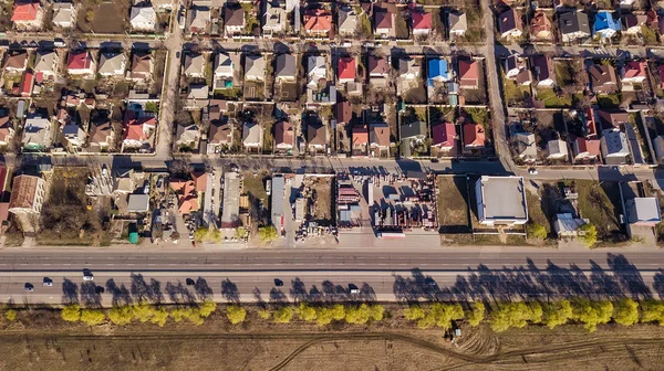 Aerial drone flight over a suburban community — Stock Photo, Image