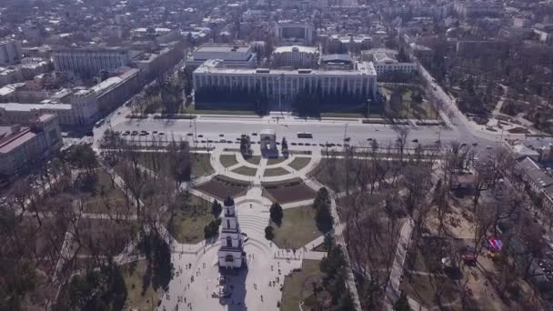 Aerial View Drone Flying City Downtown Background Day Kishinev Moldova — Stock Video