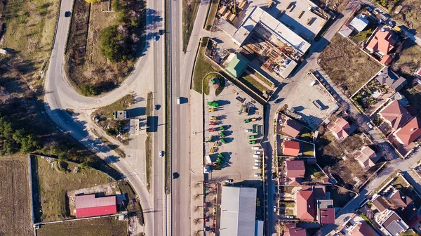 Vzdušné Přelet nad příměstskou komunitou — Stock fotografie