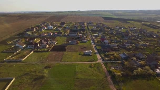 Вид Сверху Европейскую Деревню Небольшая Деревня Пригороде Кишинева Вид Сверху — стоковое видео