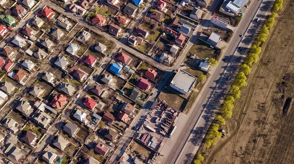 Aerial drone flight over a suburban community — Stock Photo, Image