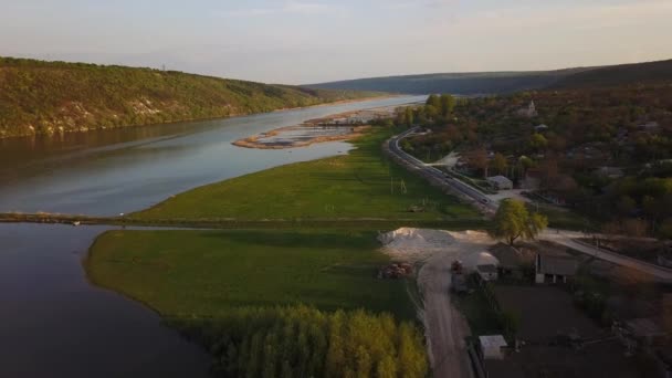 Vue Ariale Sur Rivière Petit Village République Moldavie Dniestr — Video