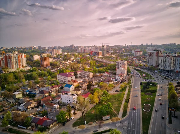 Veduta aerea drone della città di Kishinev — Foto Stock