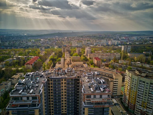 Luchtfoto drone weergave van Chişinău City — Stockfoto