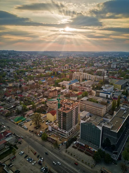 Lotnicze Drone widok na Kiszyniów miasta — Zdjęcie stockowe