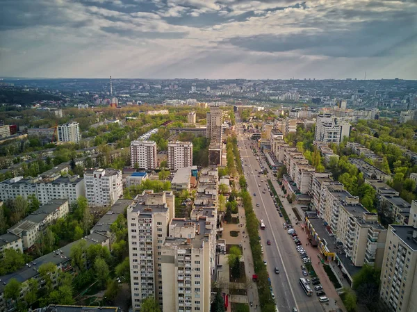 Aerial drone view of kishinev city — Stock Photo, Image