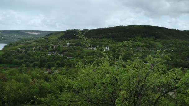 Zomer Landschap Panorama Met Rivier Dniester Rivier Moldavië Steadicam Schot — Stockvideo