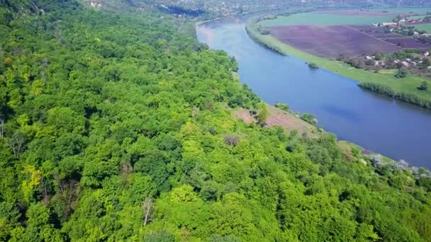 Vlucht Rivier Het Bos Het Voorjaar Dniester Rivier Moldavië — Stockvideo