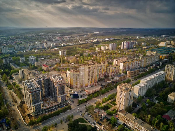 Vista aérea del dron de la ciudad de Kishinev — Foto de Stock