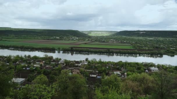 Nehir Ile Yaz Manzara Panorama Dinyester Nehri Moldova Steadicam Atış — Stok video
