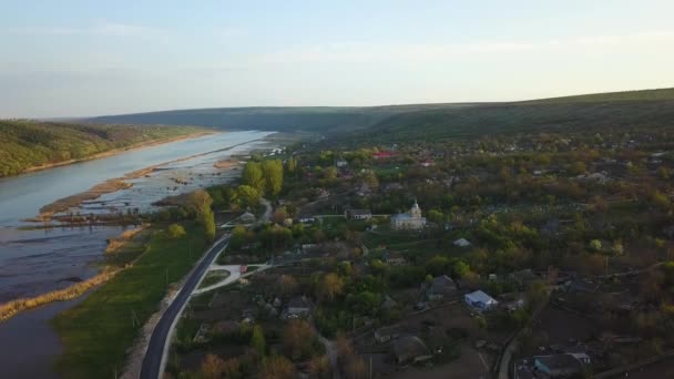Arial Utsikt Över Floden Och Liten Republiken Moldaviens Dniesterflod — Stockvideo