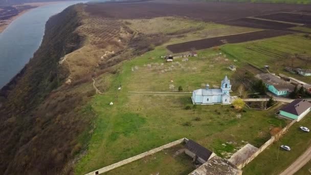 Arial Utsikt Över Floden Och Liten Vit Shursh Floden Dniester — Stockvideo