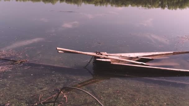 Vieux Bateaux Submergés Sur Rivage — Video