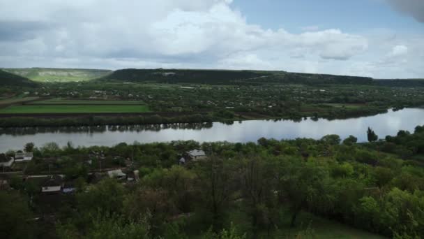 Panorama Paisagem Verão Com Rio Rio Dniester Moldávia Steadicam Tiro — Vídeo de Stock