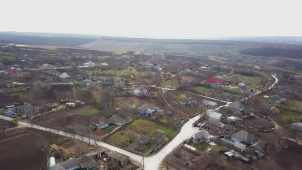 Flyg Över Liten Med Kyrka Centrum Vid Solnedgången Europeisk — Stockvideo