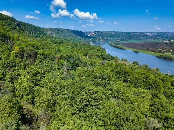 Wonders of Moldova, high altitude aerial shot of river Dniester — Stock Photo, Image