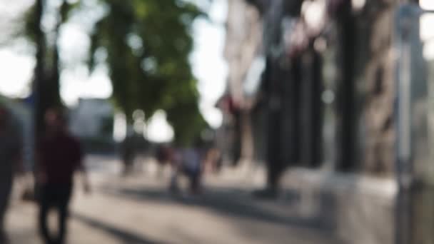Anonimowy Tłum Ludzi Walking City Street Blur Tłum Ludzi Spacerów — Wideo stockowe