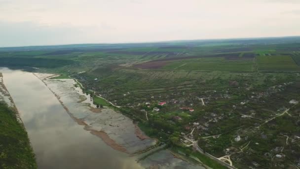 Arial Utsikt Över Floden Och Liten Republiken Moldaviens Dniesterflod — Stockvideo