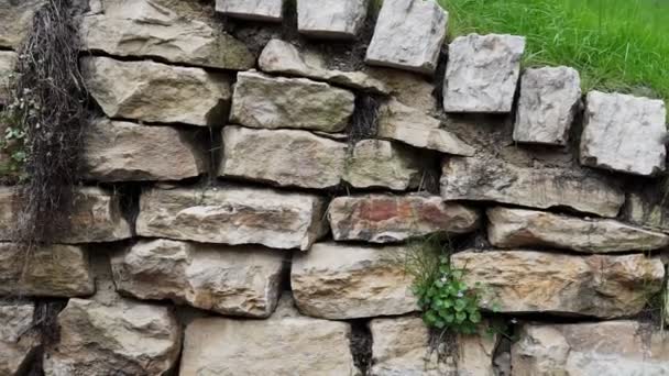 Textura Uma Parede Pedra Castelo Velho Parede Pedra Textura Fundo — Vídeo de Stock