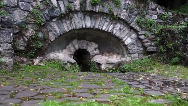 Doğal Kaynağı Eski Çeşme Steady Shot Bran Romanya Şehrinde Güzel — Stok video