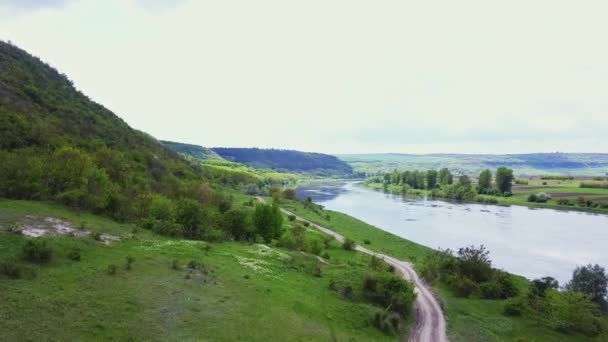 Volo Sul Fiume Aat Primavera Fiume Dniester Della Repubblica Moldova — Video Stock