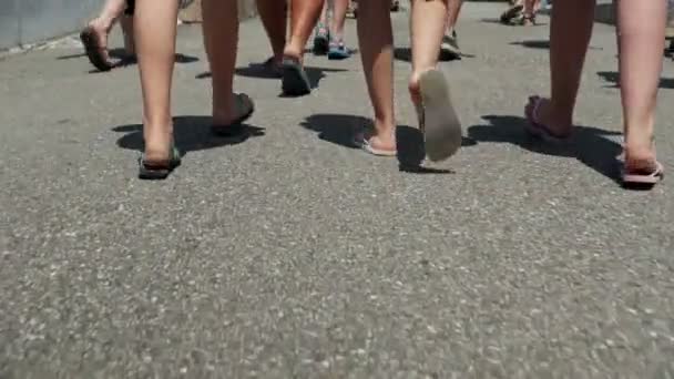 Pieds Foule Marchant Dans Rue Gros Plan Des Pieds Foule — Video