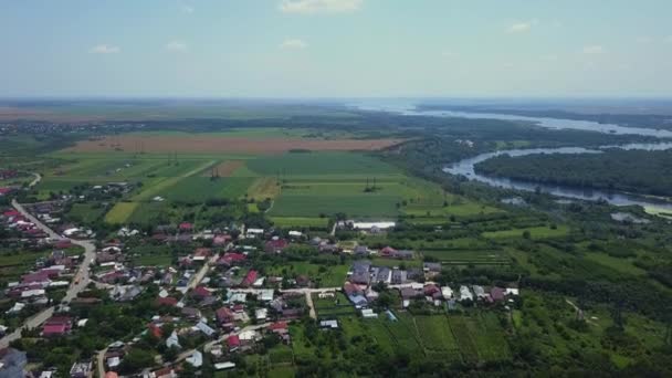 Luftaufnahme Von Slatina Stadt Und Fluss Olt Rumänien Drohnenflug Über — Stockvideo