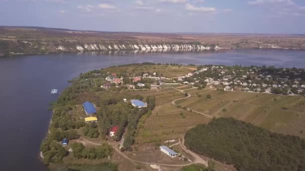 Vlucht Rivier Klein Dorp Herfst Moldavië Republiek Van Molovata Dorp — Stockvideo