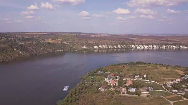 Vlucht Rivier Klein Dorp Herfst Moldavië Republiek Van Molovata Dorp — Stockvideo