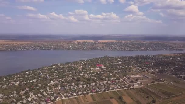 Vlucht Rivier Klein Dorp Herfst Moldavië Republiek Van Molovata Dorp — Stockvideo