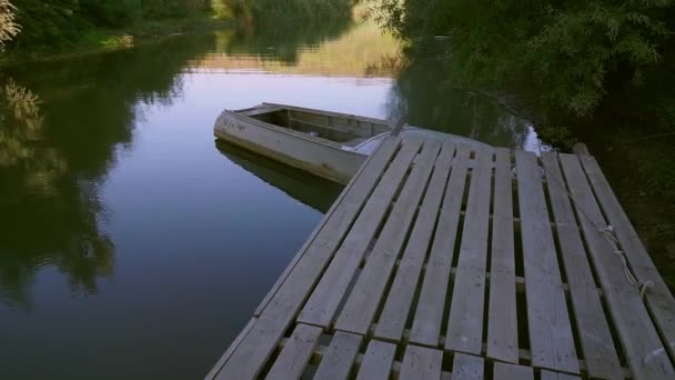 Blick Auf Den Fluss Vom Tor Des Privathauses Aus Der — Stockvideo