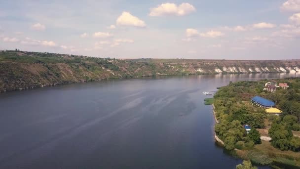 Vlucht Rivier Klein Dorp Herfst Moldavië Republiek Van Molovata Dorp — Stockvideo