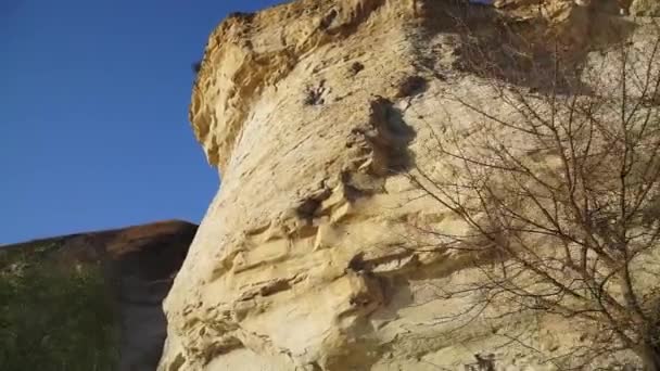 Panning Close Shot Unique Natural Rock Formations Beautiful Summer Day — Stock Video