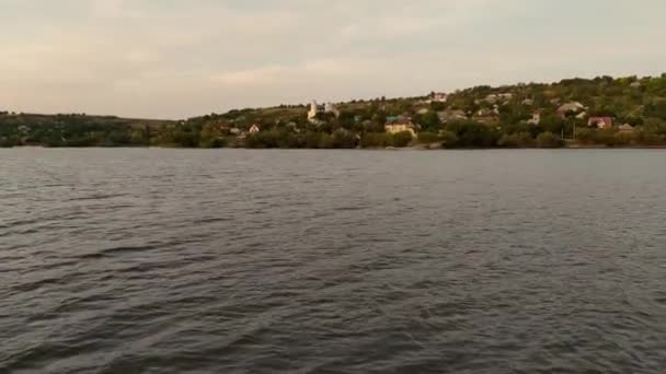 Slåtterfloden Sunset Magisk Solnedgång Vid Floden Dniester — Stockvideo
