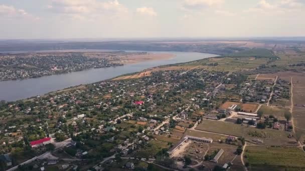 Vlucht Rivier Klein Dorp Herfst Moldavië Republiek Van Molovata Dorp — Stockvideo