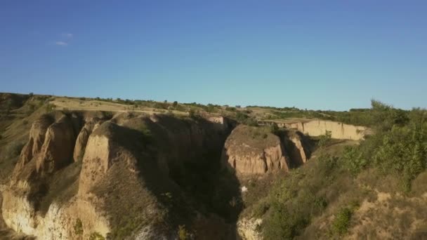 Aerial View Drone Flying Forward Stone Fields — Stock Video