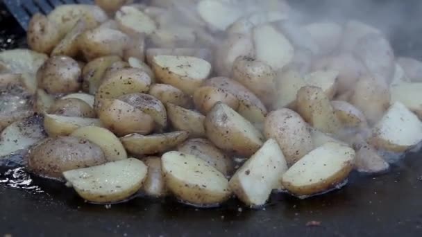 Primo Piano Patate Fritte Fatte Casa Cucinare Patate Fritte Condizioni — Video Stock