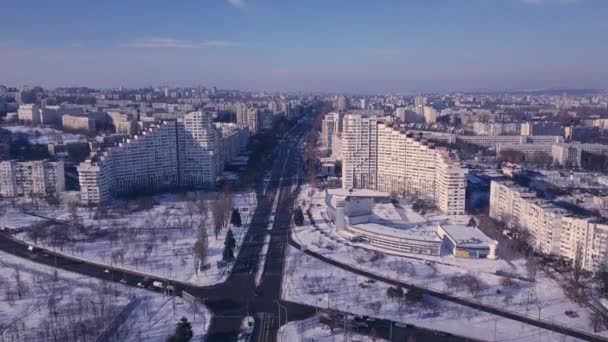 Vista Superior Cidade Inverno Pôr Sol Fundo Céu Conceito Videografia — Vídeo de Stock