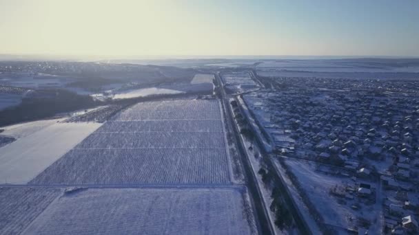Vista Aérea Superior Desde Dron Una Carretera Invierno — Vídeo de stock