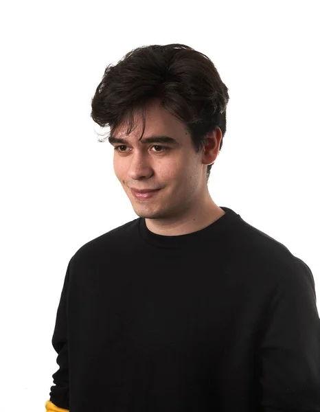 Retrato de Jovem Sorrindo, Isolado em Fundo Branco — Fotografia de Stock