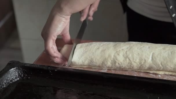 Knead Těsto Pro Skořicové Rolky — Stock video