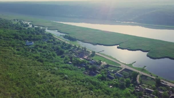 Flyg Över Och Liten Sommaren Moldavien Republiken Molovata Floden Dniester — Stockvideo