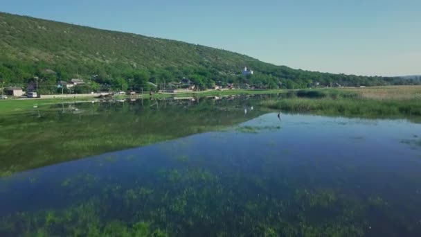 Majestätisk Antenn Drönare Flygning Genom Landskapet Floden Dnister Brant Strand — Stockvideo