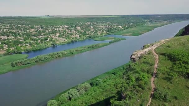 Majestoso Voo Aéreo Sobre Rio Dniester República Moldávia — Vídeo de Stock