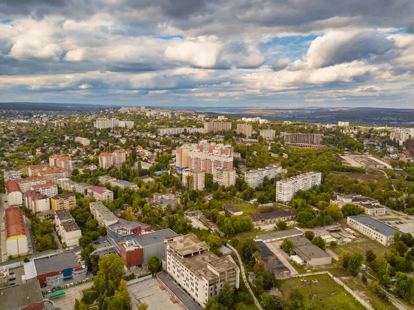 Panorama Staden Molnigt Väder Ovanifrån Kishinev Moldavien — Stockfoto