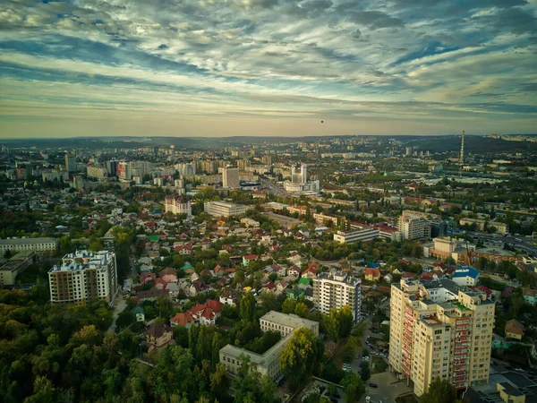 Panorama Ciudad Vista Superior Tiempo Nublado Kishinev República Moldavia —  Fotos de Stock