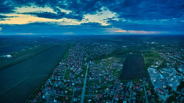 Vista Aérea Desde Dron Vista Aérea Increíble Puesta Sol Sobre —  Fotos de Stock