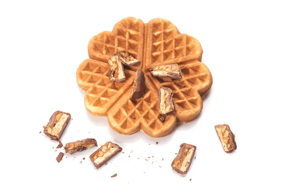 Waffles Recém Assados Com Chocolate Isolado Fundo Branco — Fotografia de Stock