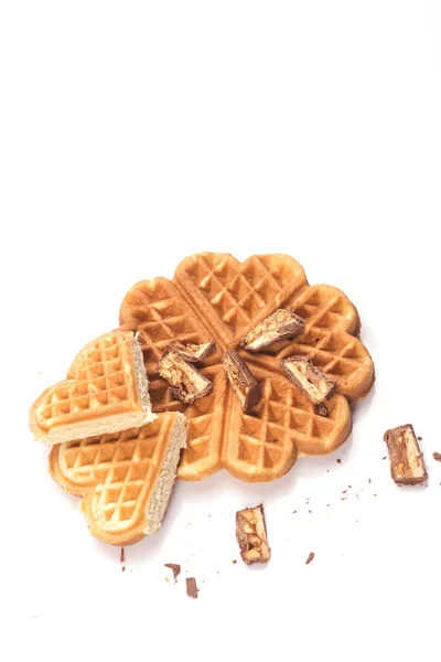 Waffles Recém Assados Com Chocolate Isolado Fundo Branco — Fotografia de Stock