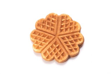 Beyaz arkaplanda taze pişmiş waffle 'lar.